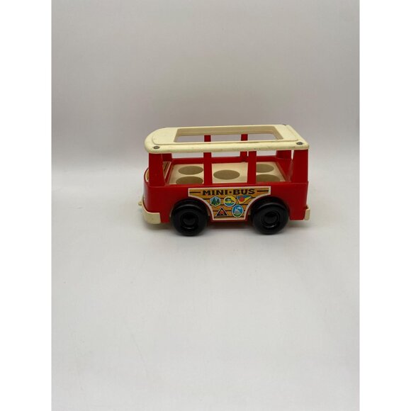 1969 Fisher Price Play Family Red and White Mini Bus Toy #141 - Picture 2 of 9